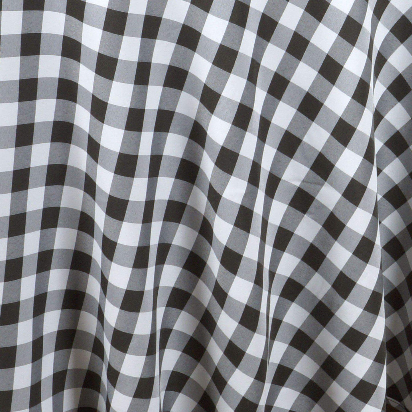 Polyester 120" Round Tablecloth White/Black Seamless - Checkered Buffalo Plaid Design for Stylish Celebrations
