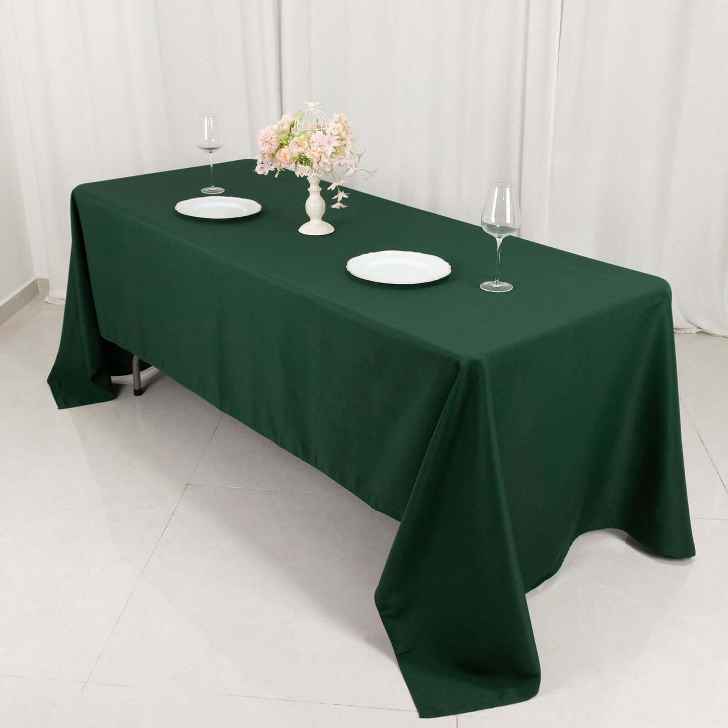 Premium Polyester 60"x126" Rectangle Tablecloth Hunter Emerald Green - Stain-Resistant 220GSM Finish Table Cover
