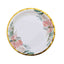 25-Pack Paper 7" Round Dessert Plates in White with Peony Floral Design & Gold Rim - Disposable Floral Salad Appetizer Plates for Brunches & Afternoon Teas