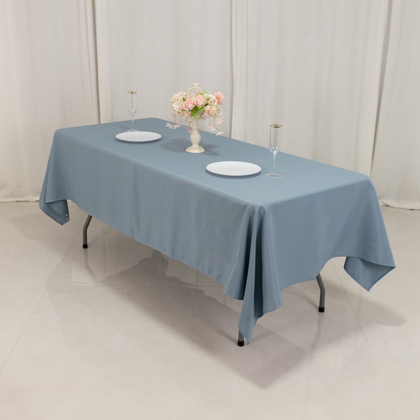 Premium Polyester 60"x102" Rectangle Tablecloth Dusty Blue - Durable 220GSM Wrinkle-Resistant Table Cover