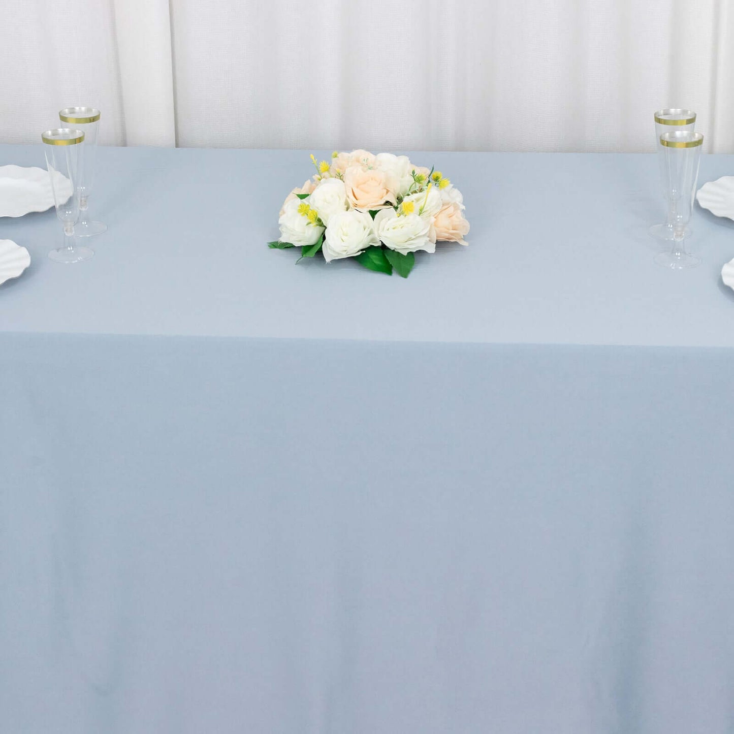Scuba Rectangular 90"x156" Tablecloth Dusty Blue - Wrinkle Free, Stain Resistant & Seamless Table Cover