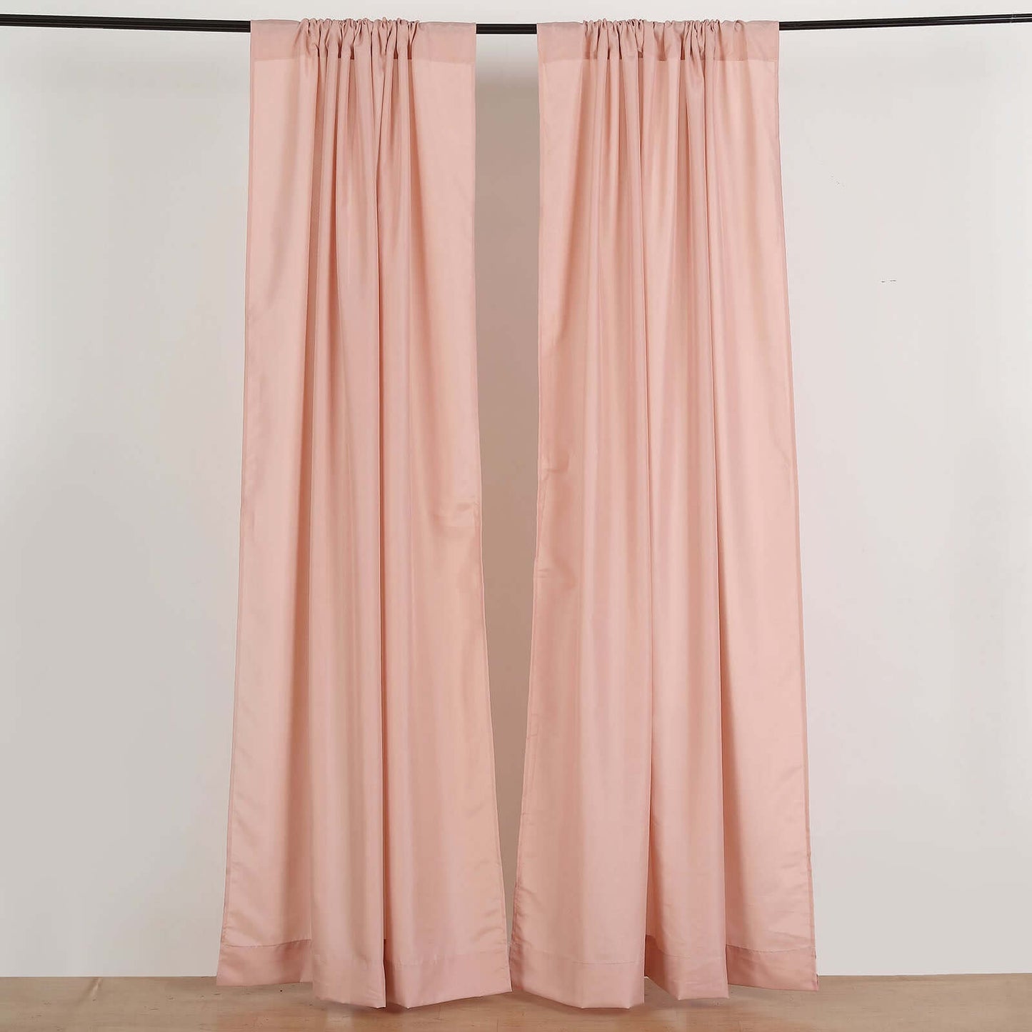 2 Pack Dusty Rose Polyester Event Curtain Drapes, 10ftx8ft Backdrop Event Panels With Rod Pockets 130 GSM