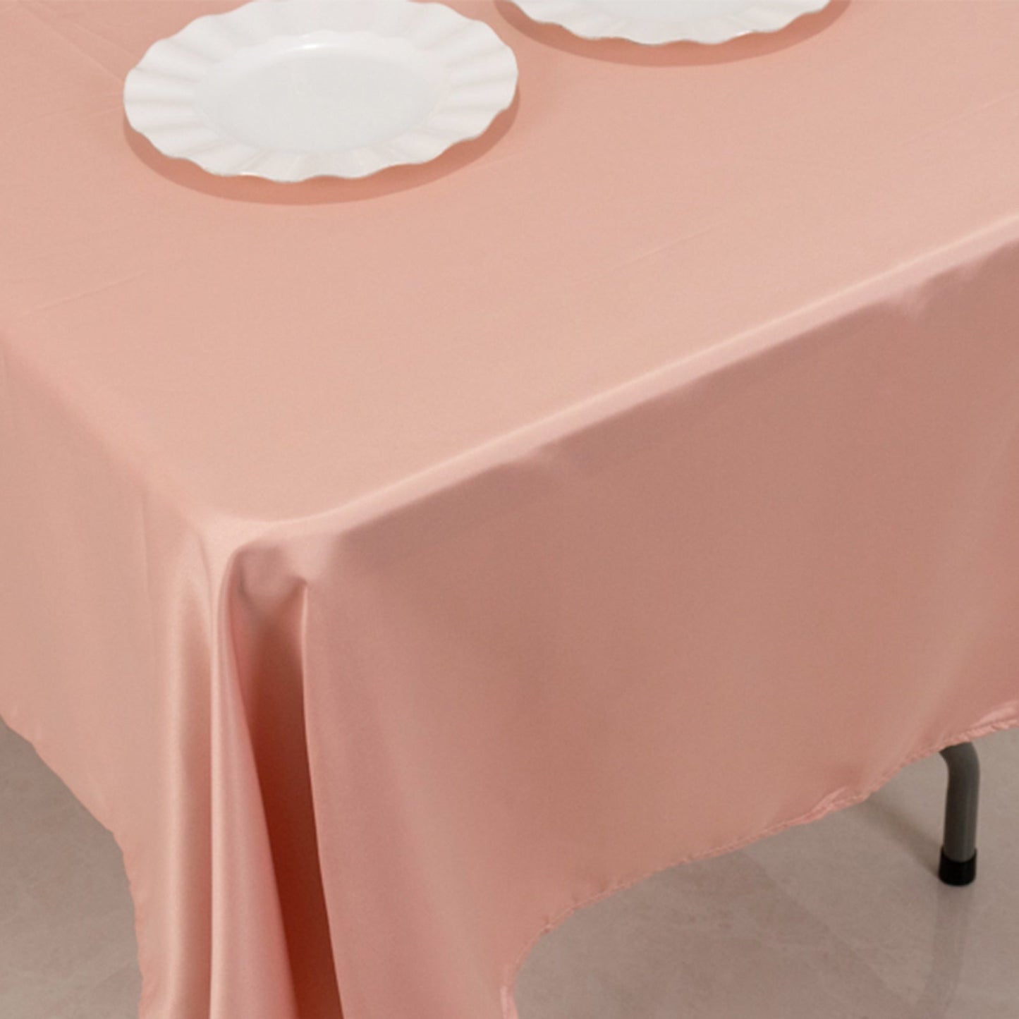 Lamour Satin 60"x102" Rectangle Tablecloth Dusty Rose - Durable & Silky Soft Feel Table Cover