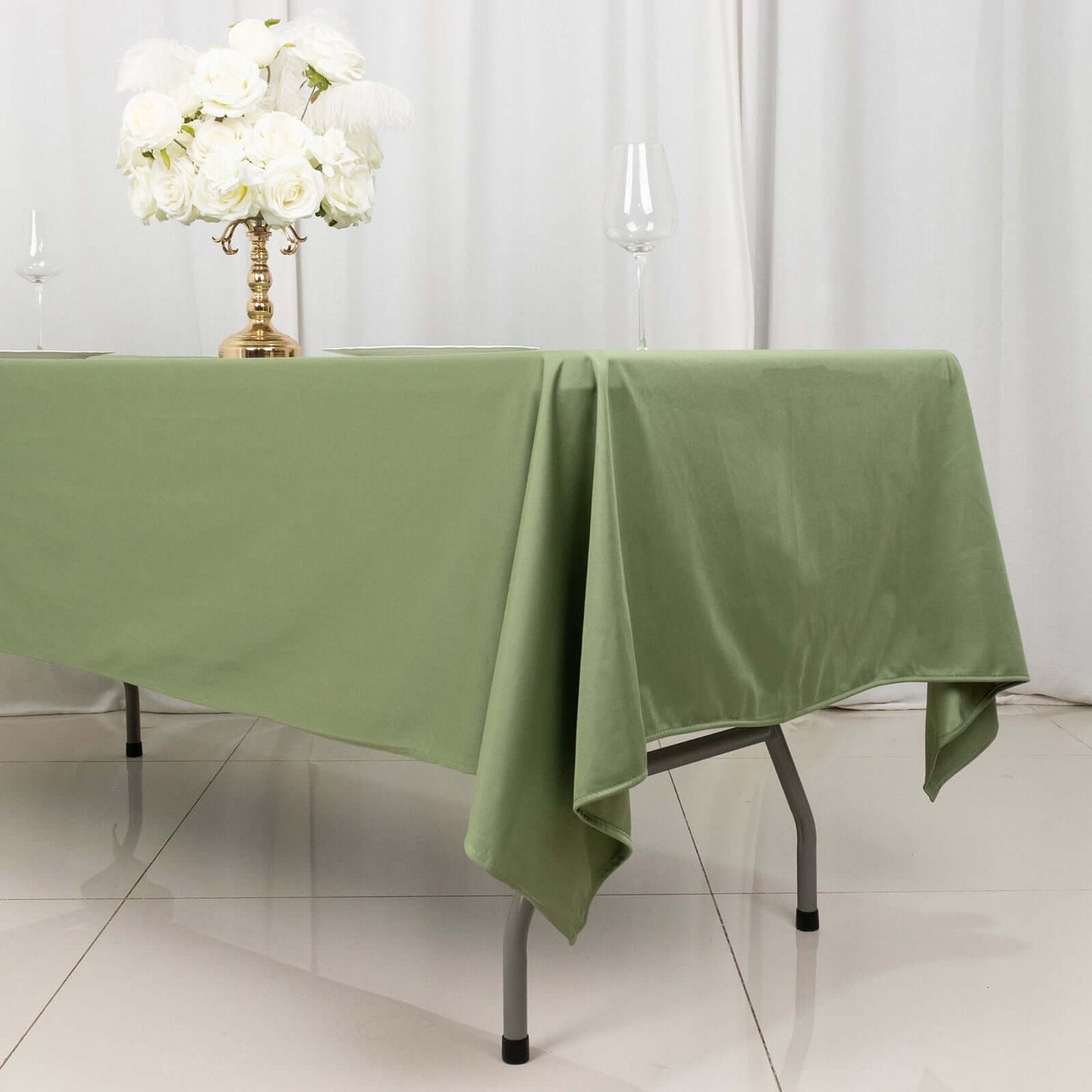Scuba Rectangular 60"x102" Tablecloth Dusty Sage Green - Wrinkle Free & Stain Resistant Table Cover