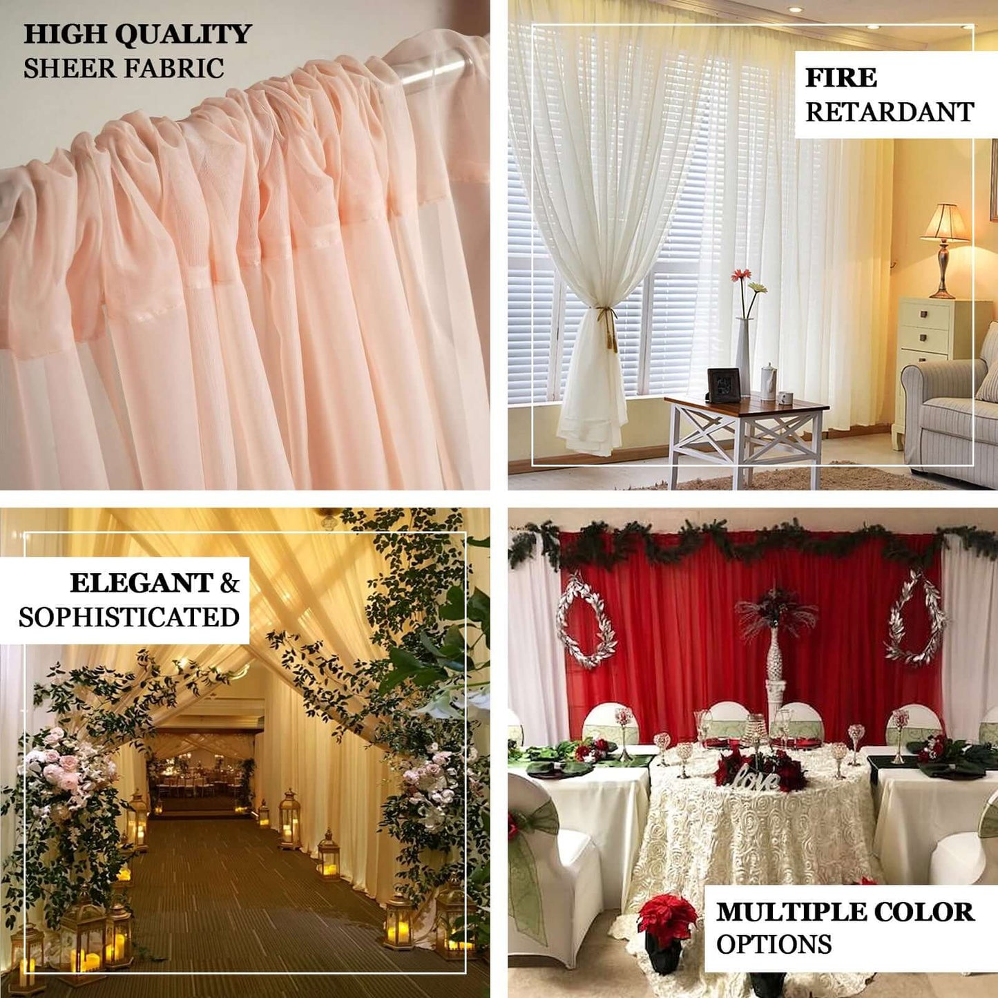 2 Pack Purple Sheer Chiffon Event Curtain Drapes, Durable Flame Resistant Organza Backdrop Event Panels With Rod Pockets - 10ftx10ft