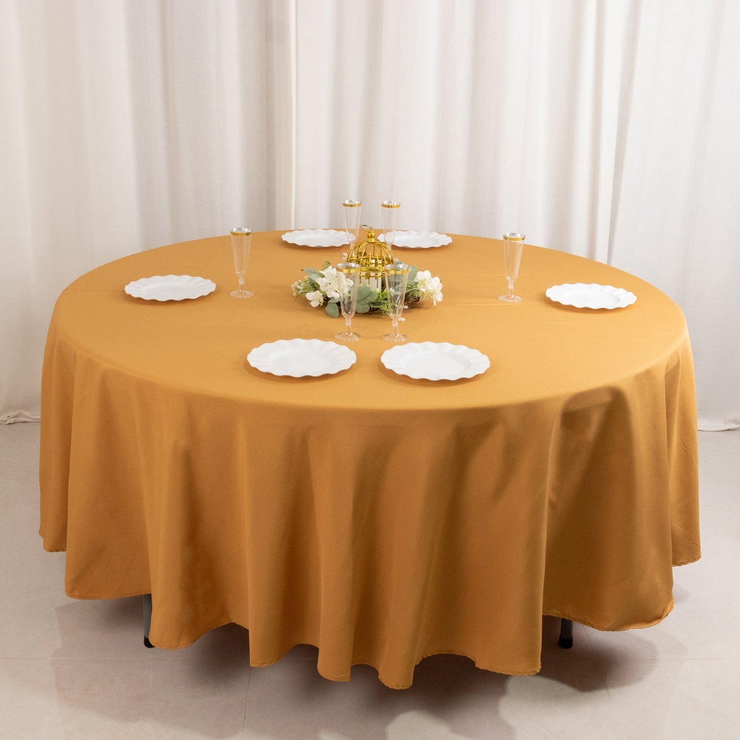 Premium Polyester 108" Round Tablecloth Gold - Wrinkle-Resistant 220GSM Table Cover for Weddings & Events