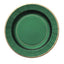 25-Pack Paper 10" Round Dinner Plates in Hunter Emerald Green Sunray Design with Gold Rim - Disposable Heavy Duty 350GSM Party Plates