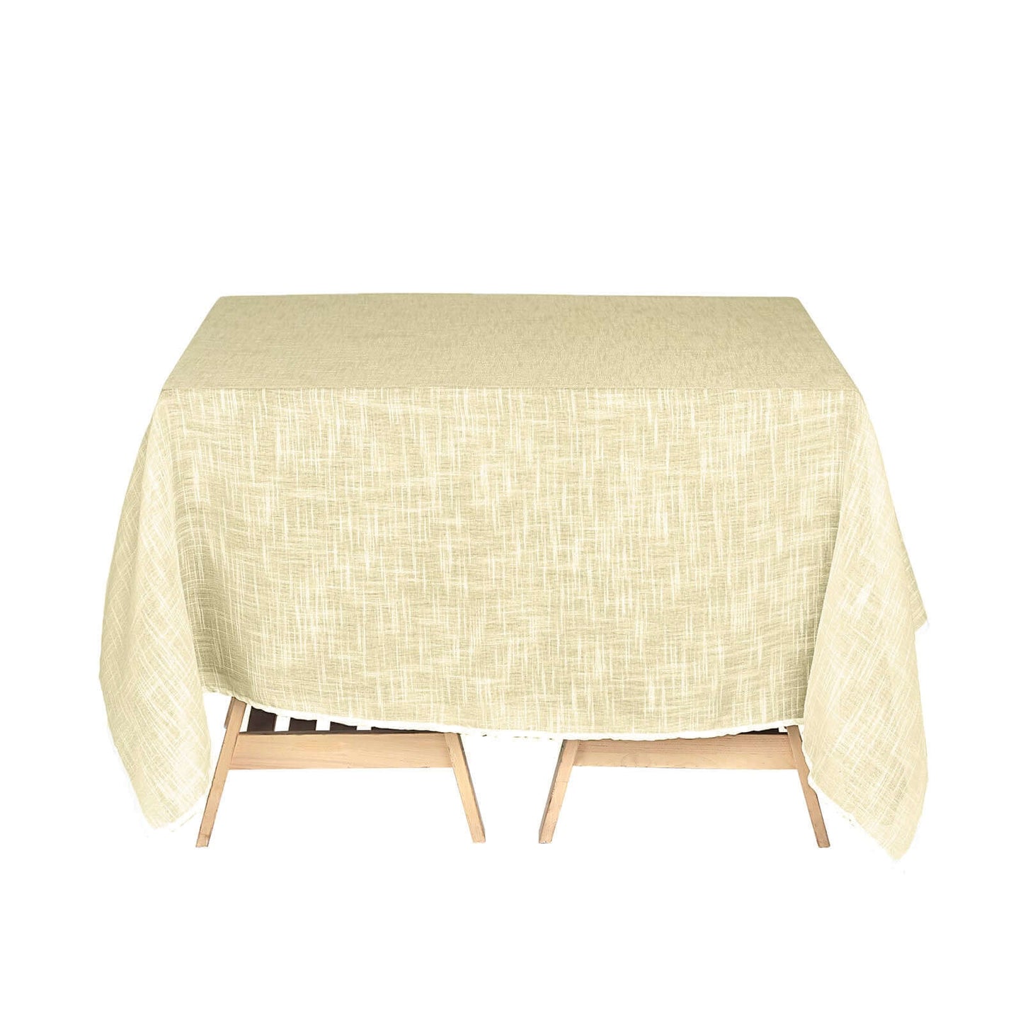 Linen 72"x72" Table Overlay Square Tablecloth Ivory - Slubby Textured Wrinkle-Resistant Design for Stylish Occasions