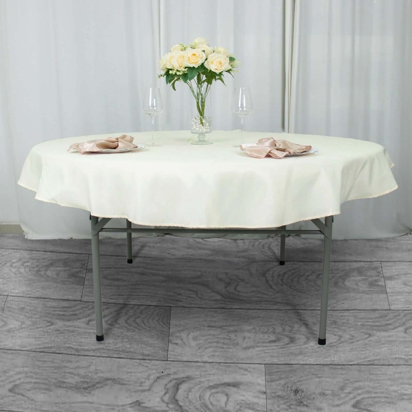 Premium Polyester 70" Round Tablecloth Ivory - Stain and Wrinkle-Resistant 220GSM Table Cover