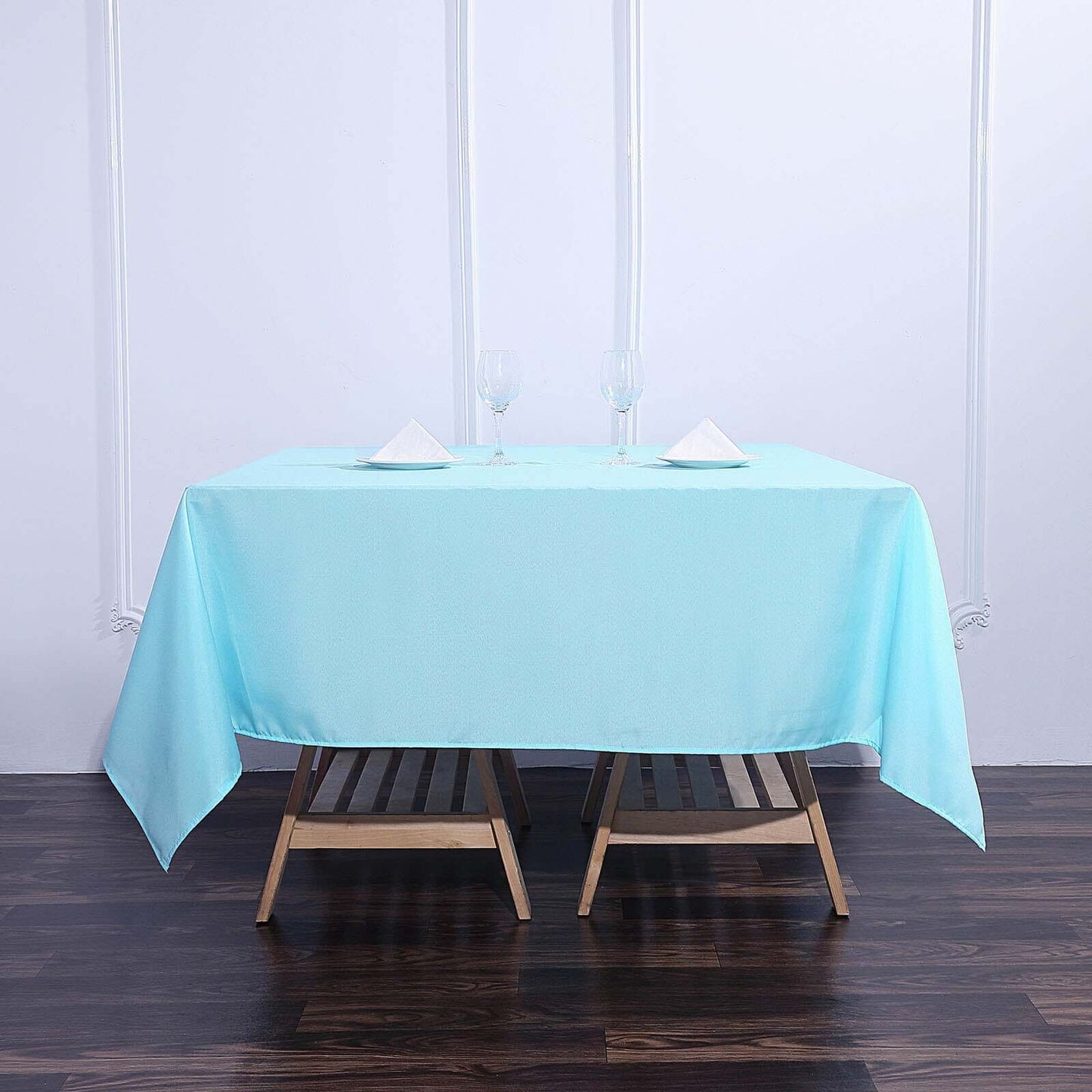 Polyester 70"x70" Table Overlay Square Tablecloth Light Blue - Wrinkle-Resistant & Durable Table Cover