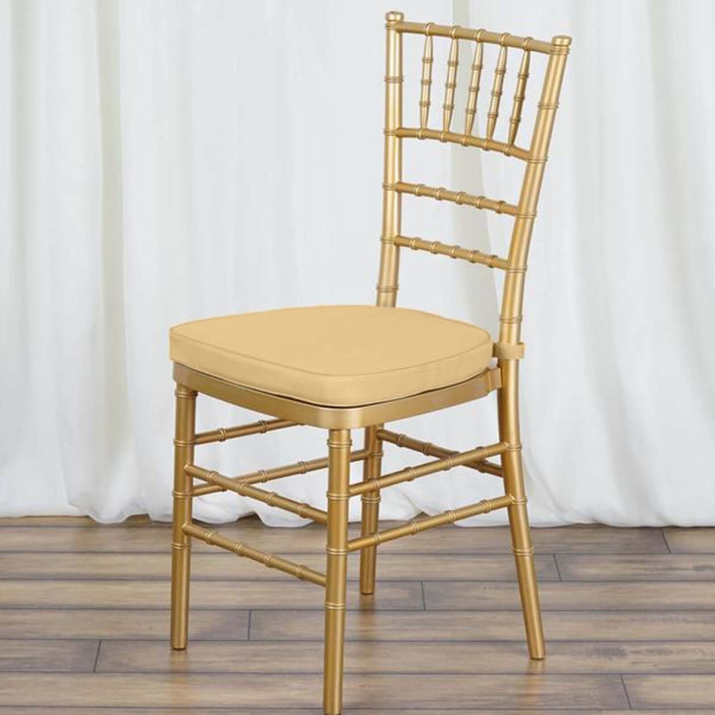 Chiavari Chair Cushion with 1.5" Thick Memory Foam and Ties Champagne - Stylish Removable Cover for Comfort