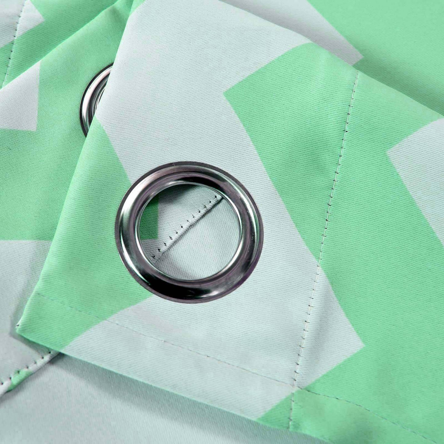 2 Pack White Mint Chevron Print Blackout Window Curtain Grommet Panels, Noise Canceling Curtains - 52"x108"