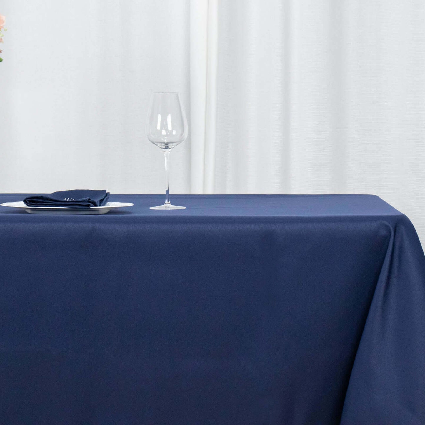 Premium Polyester 90"x156" Rectangle Tablecloth Navy Blue - Seamless 220GSM Stain-Resistant Table Cover