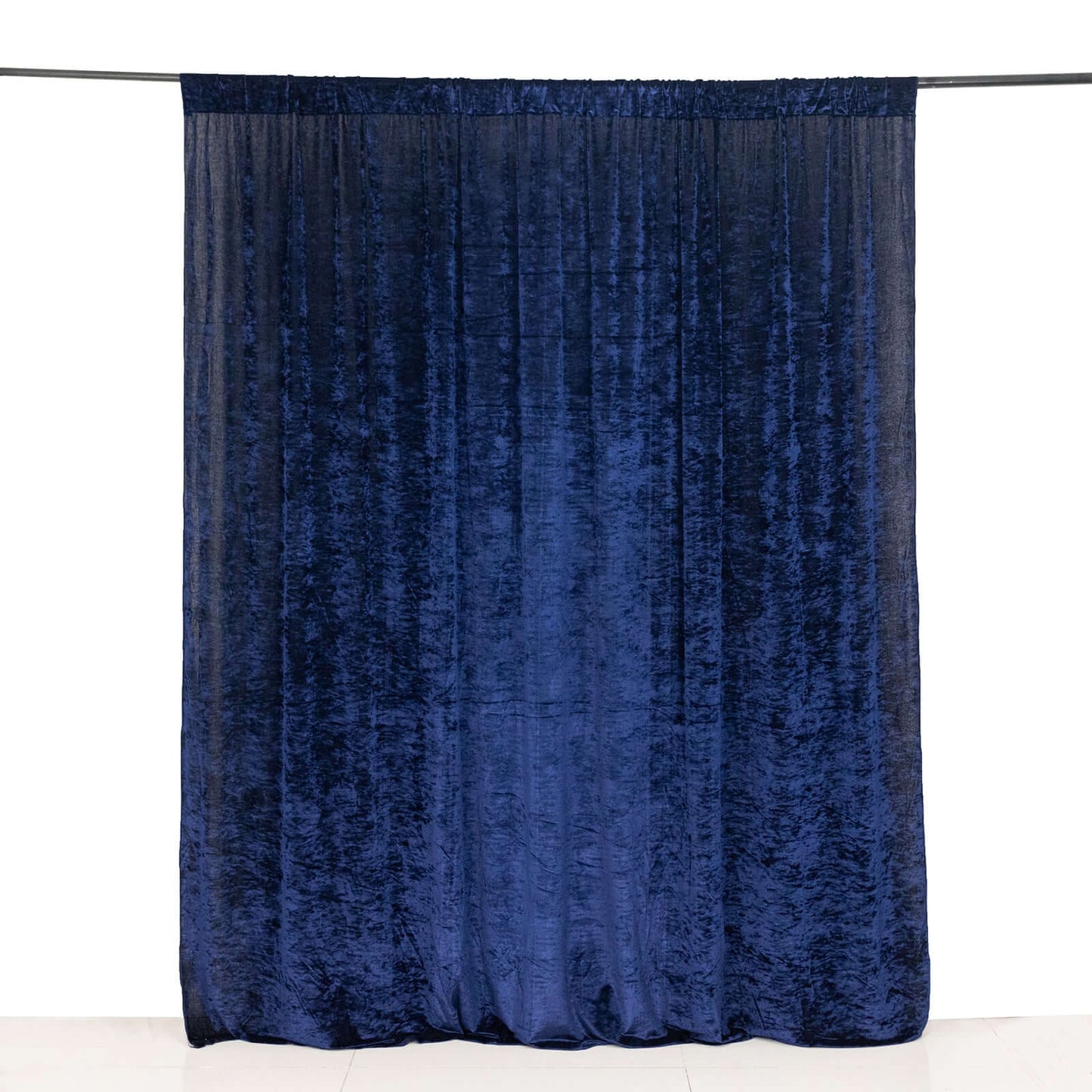 Navy Blue Crushed Velvet Backdrop Curtain â€“ 8ft x 8ft Event Drape with Rod Pocket, Privacy Panel for Photo Booths & Events