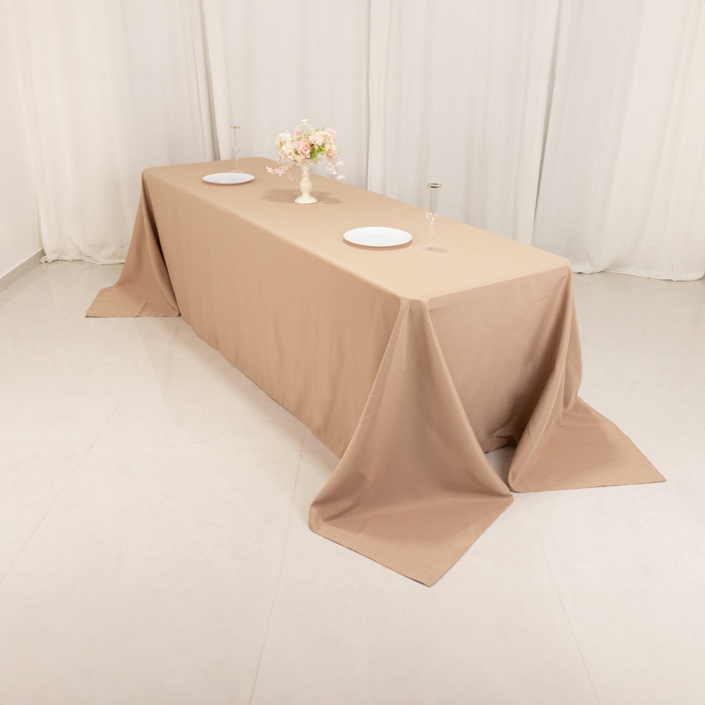 Premium Polyester 90"x156" Rectangle Tablecloth Nude - Seamless 220GSM Stain-Resistant Table Cover