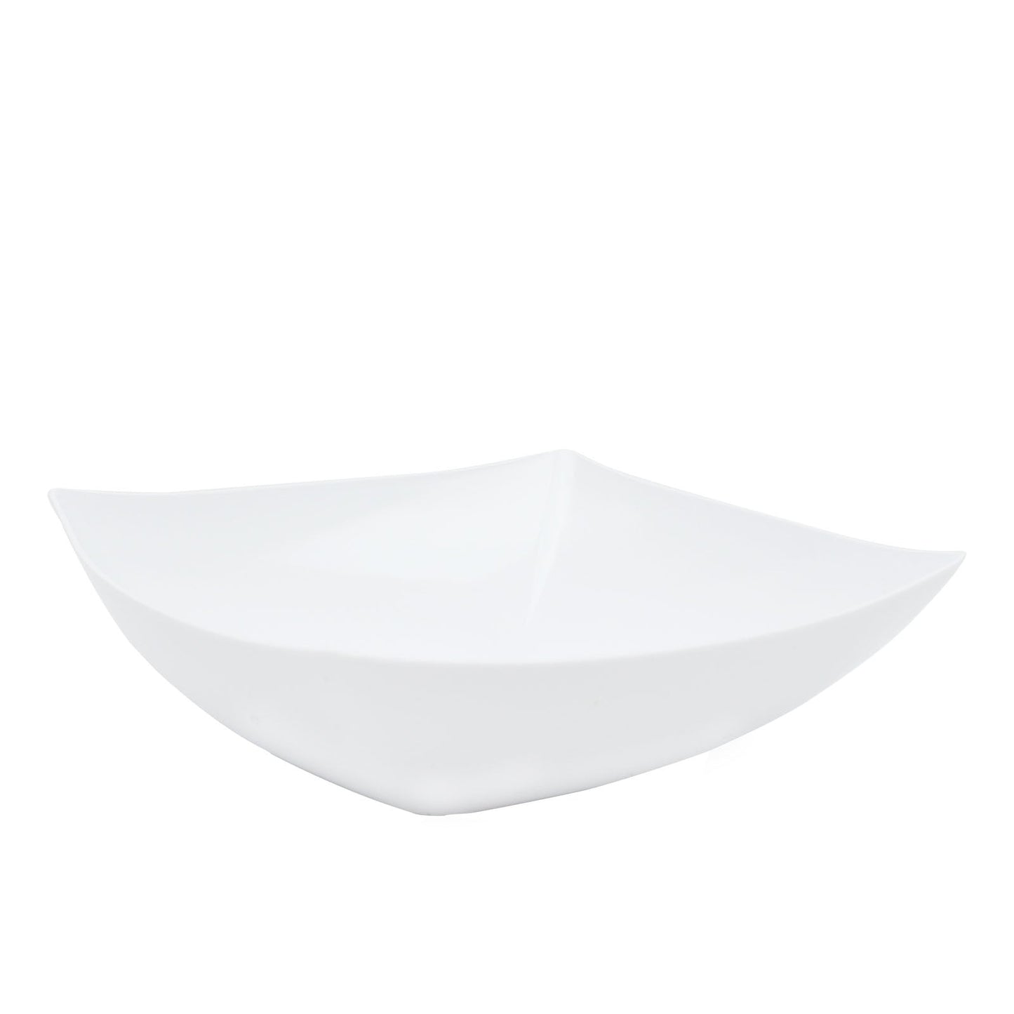 4-Pack Plastic Serving Bowls White Square - Lightweight Medium Disposable Dishes for Events 32oz