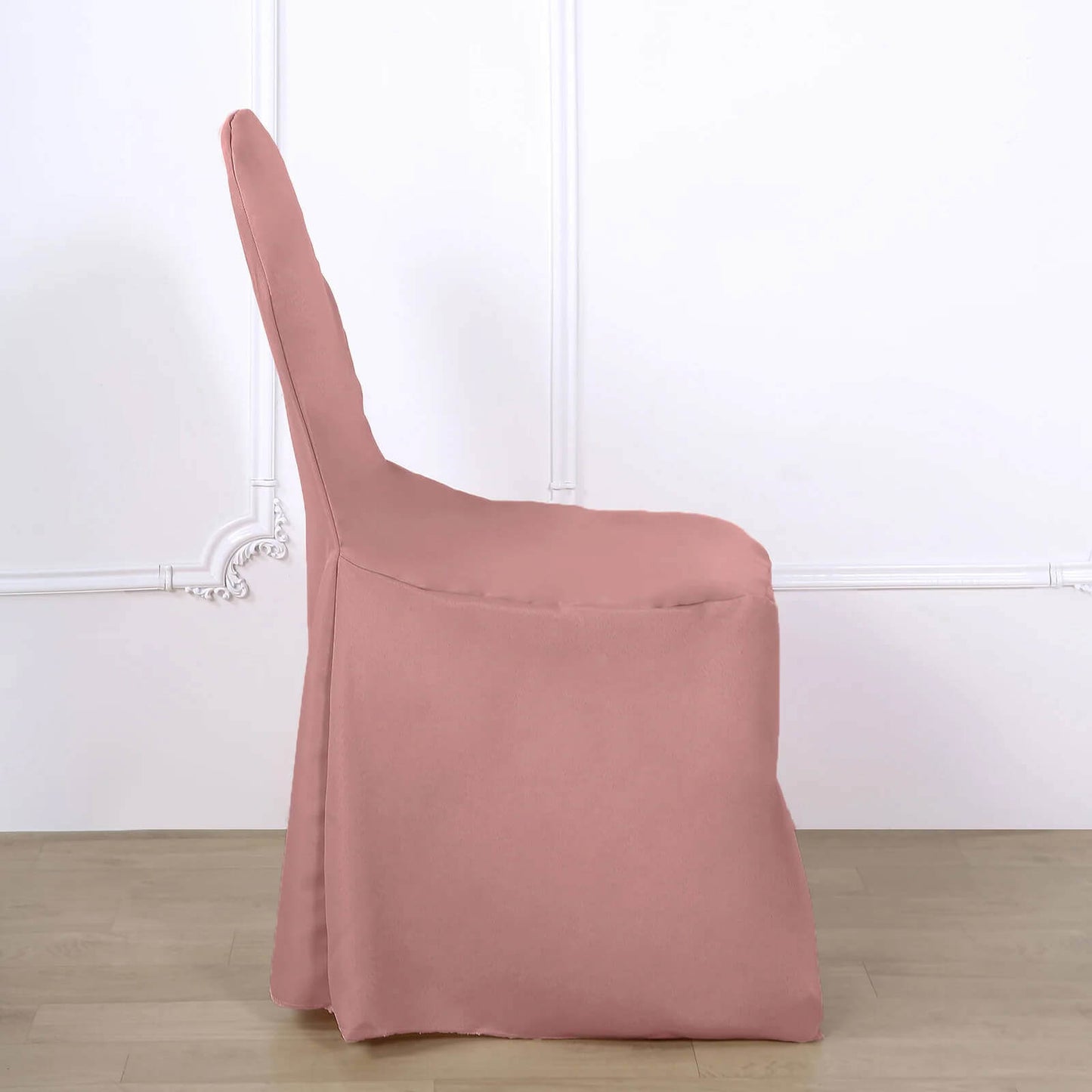 10 Pack Polyester Chair Cover for Banquet Chairs Dusty Rose - Stain-Resistant Reusable Slip-On Slipcover