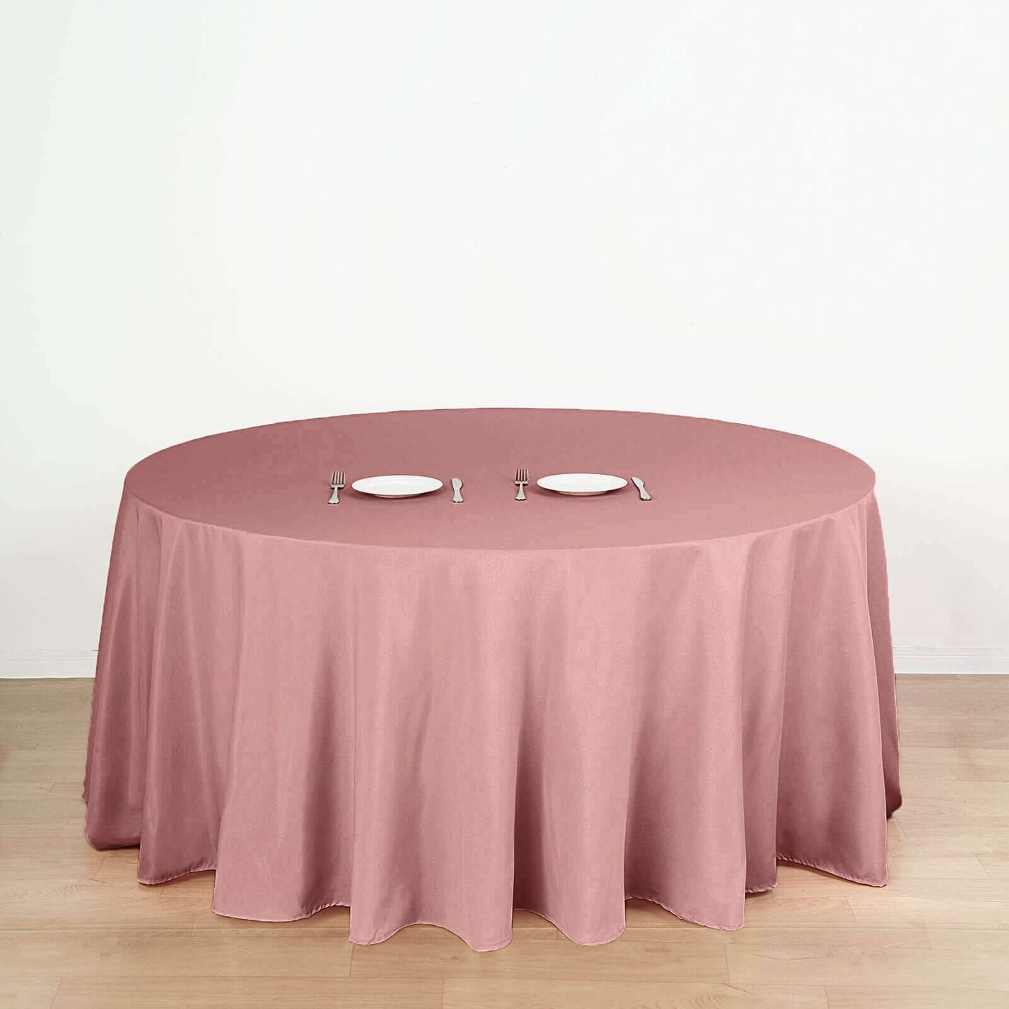 Polyester 132" Round Tablecloth Dusty Rose - Seamless Chic Table Cover