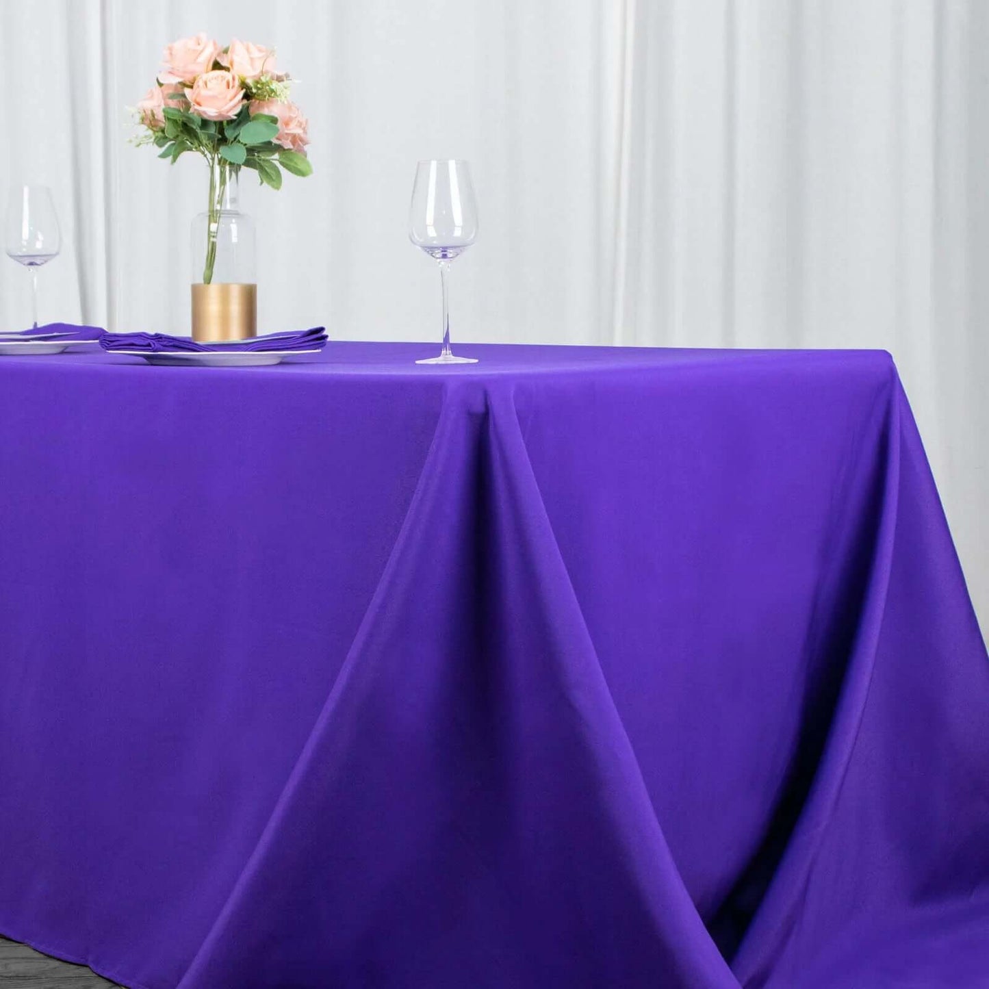 Premium Polyester 90"x132" Rectangle Tablecloth Purple - Seamless 220GSM Stain-Resistant Table Cover