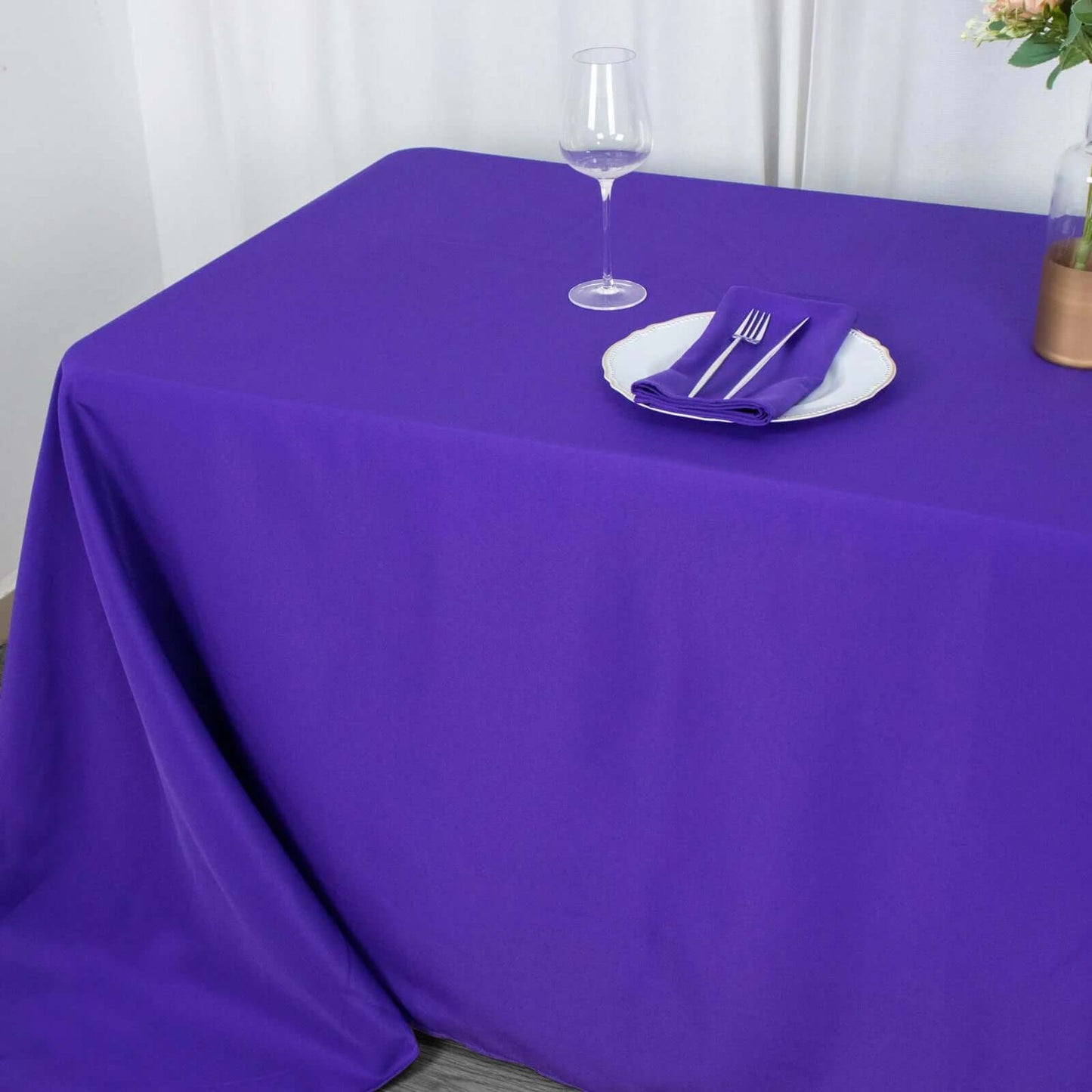 Premium Polyester 90"x156" Rectangle Tablecloth Purple - Seamless 220GSM Stain-Resistant Table Cover