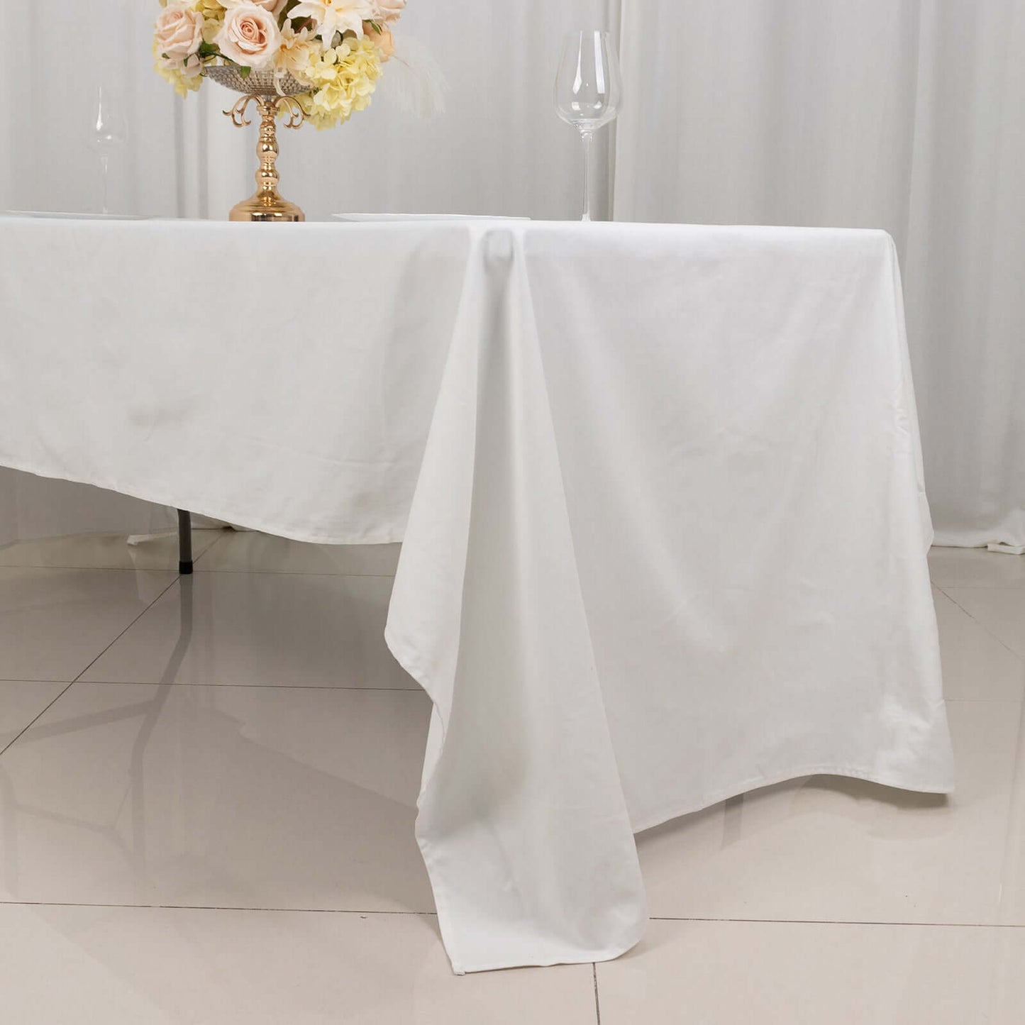 100% Cotton 60"x126" Rectangle Tablecloth White Linen - Sophisticated, Soft & Breathable Table Cover