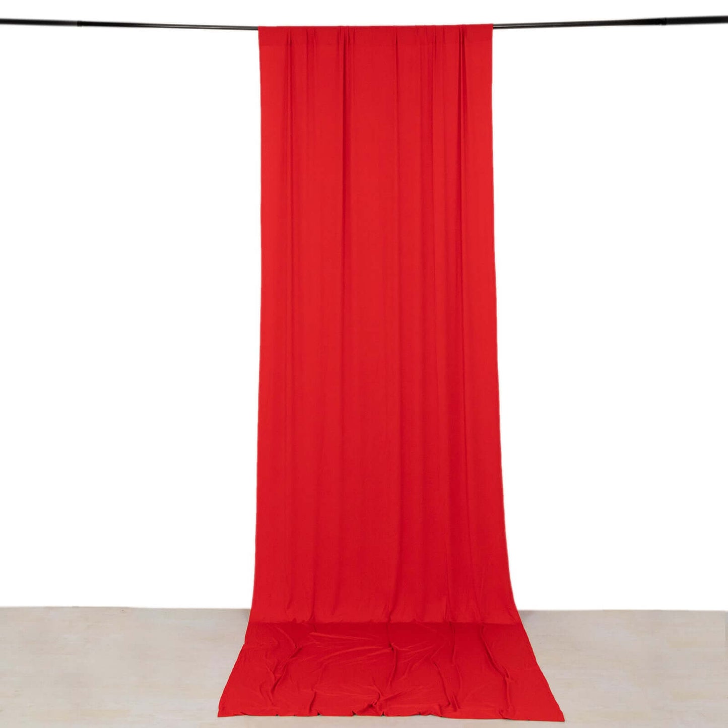 Red 4-Way Stretch Spandex Event Curtain Drapes, Wrinkle Free Backdrop Event Panel with Rod Pockets - 5ftx14ft