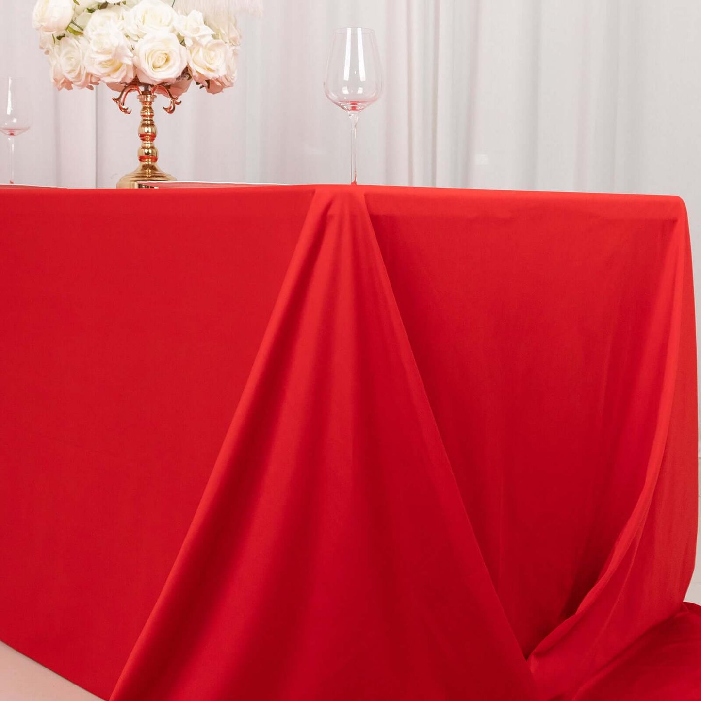Scuba Rectangular 90"x156" Tablecloth Red - Wrinkle Free, Stain Resistant & Seamless Table Cover