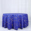 Polyester 120" Round Tablecloth Royal Blue with Gold Foil Geometric Pattern Wrinkle-Resistant Seamless Table Cover