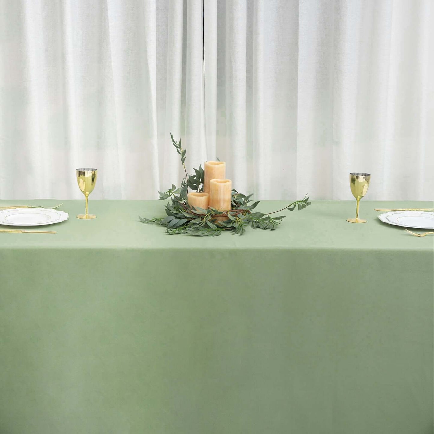 Polyester 90"x156" Rectangle Tablecloth Sage Green - Seamless Wrinkle-Resistant Table Cover