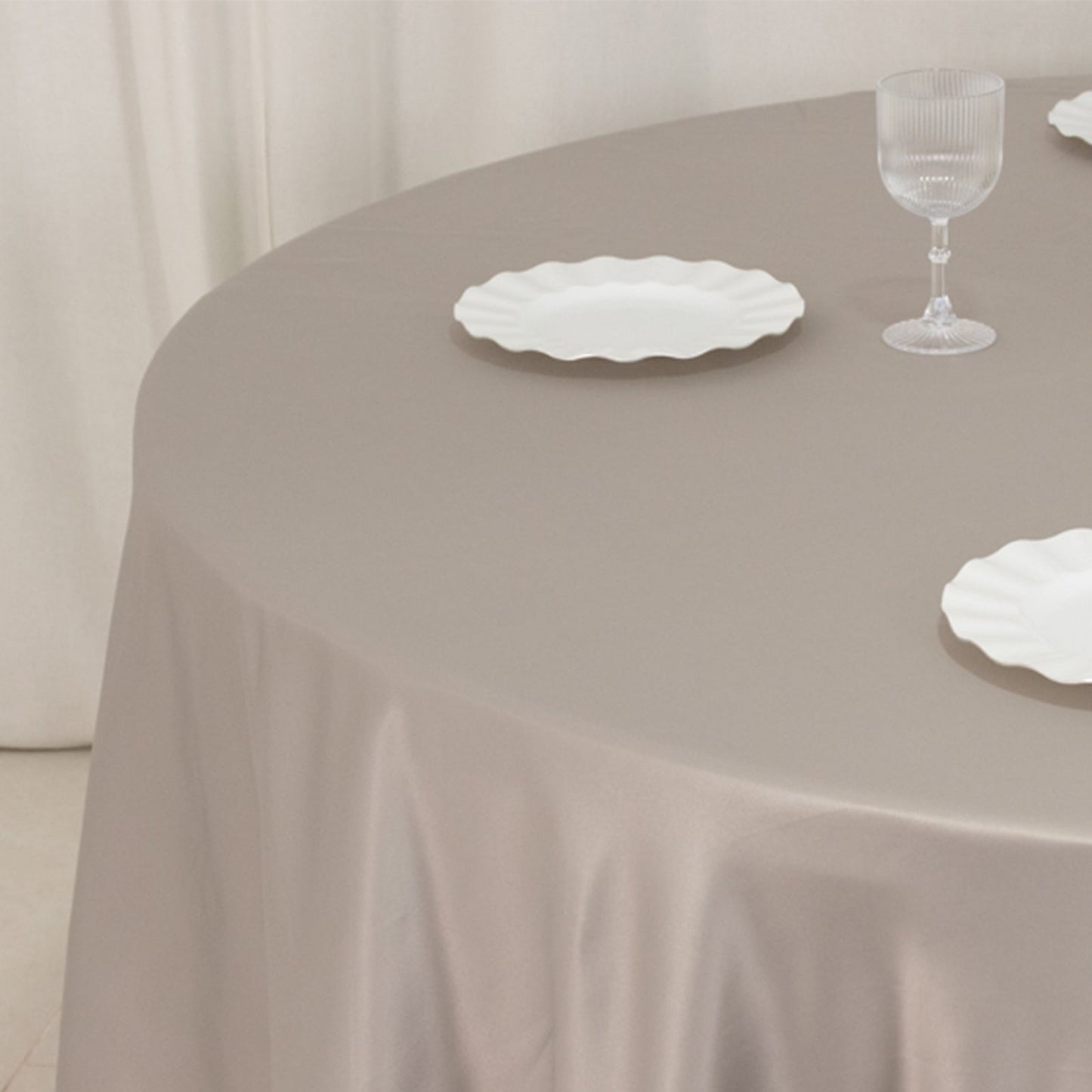 Lamour Satin 108" Round Tablecloth Silver - Durable & Silk-Like Table Cover