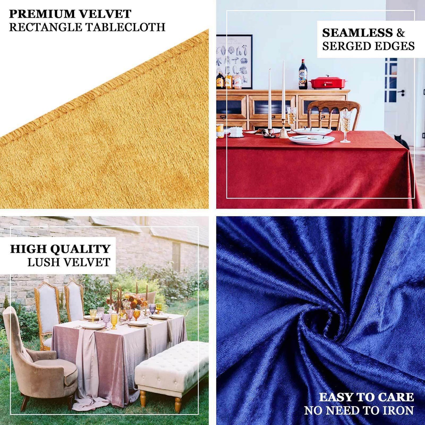 Premium Velvet 90"x132" Rectangle Tablecloth Silver - Reusable Soft & Seamless Table Cover