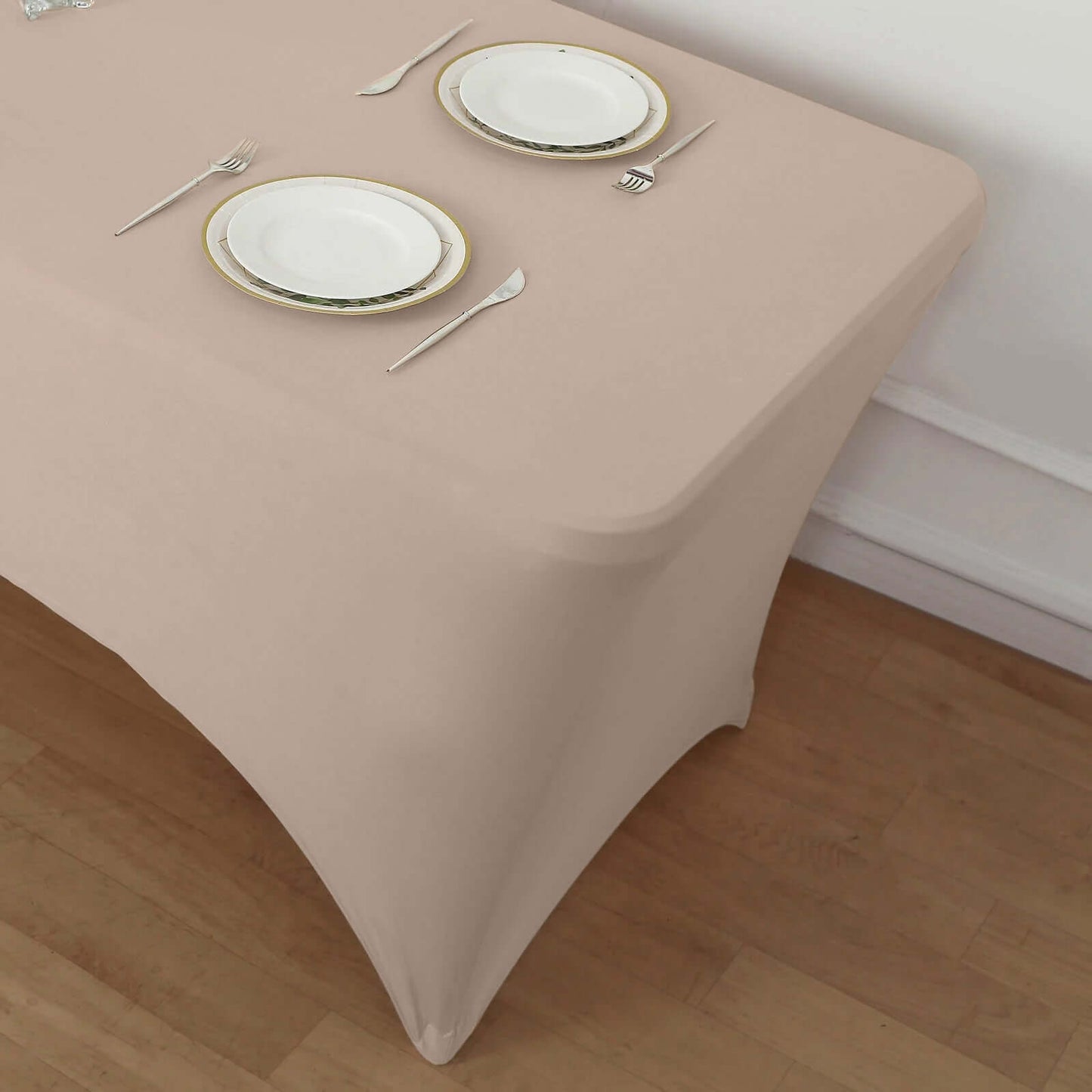 Stretch Spandex 96"x30" Rectangle Table Cover Nude - Durable Form-Fitting Tablecloth