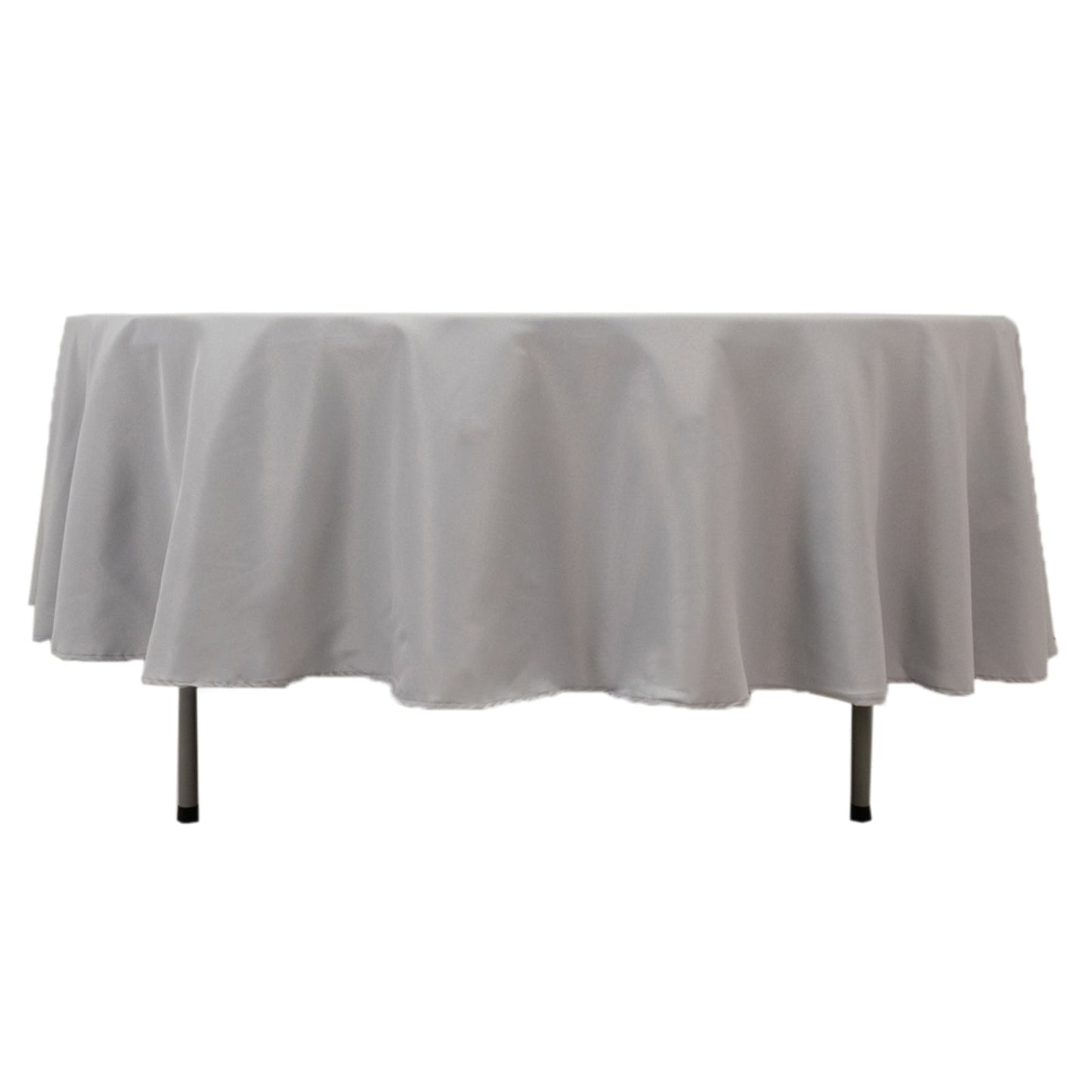 Premium Polyester 90" Round Tablecloth Silver - Stain and Wrinkle-Resistant Design with 220GSM Thickness Table Cover