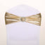 5 Pack Metallic Spandex Chair Sashes Champagne - Stretch Fit Chair Bands With Round Diamond Buckles
