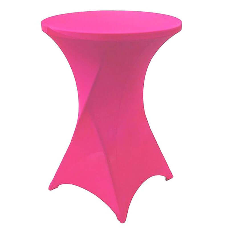 Spandex 30" Round Cocktail Table Cover Fuchsia - Easy to Maintain Stretch Fitted Highboy Tablecloth