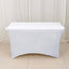 Stretch Spandex 48"x30" Rectangle Tablecloth White - Durable Form-Fitting Table Cover for Events & Presentations