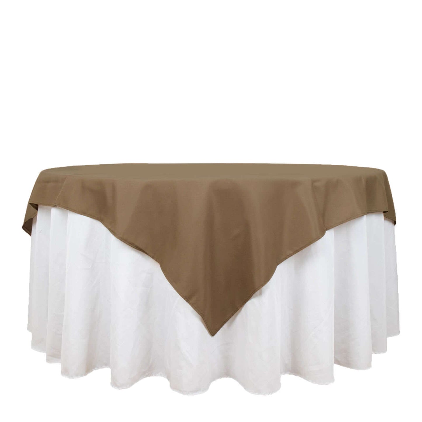 Polyester 70"x70" Table Overlay Square Tablecloth Taupe - Wrinkle-Resistant & Durable Table Cover