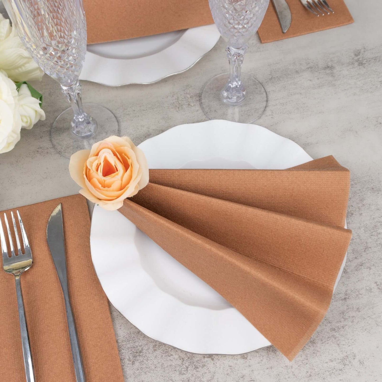 20 Pack Linen-Like Paper 8.5"x4" Napkins Terracotta (Rust) - Highly Absorbent & Disposable Airlaid Guest Towels