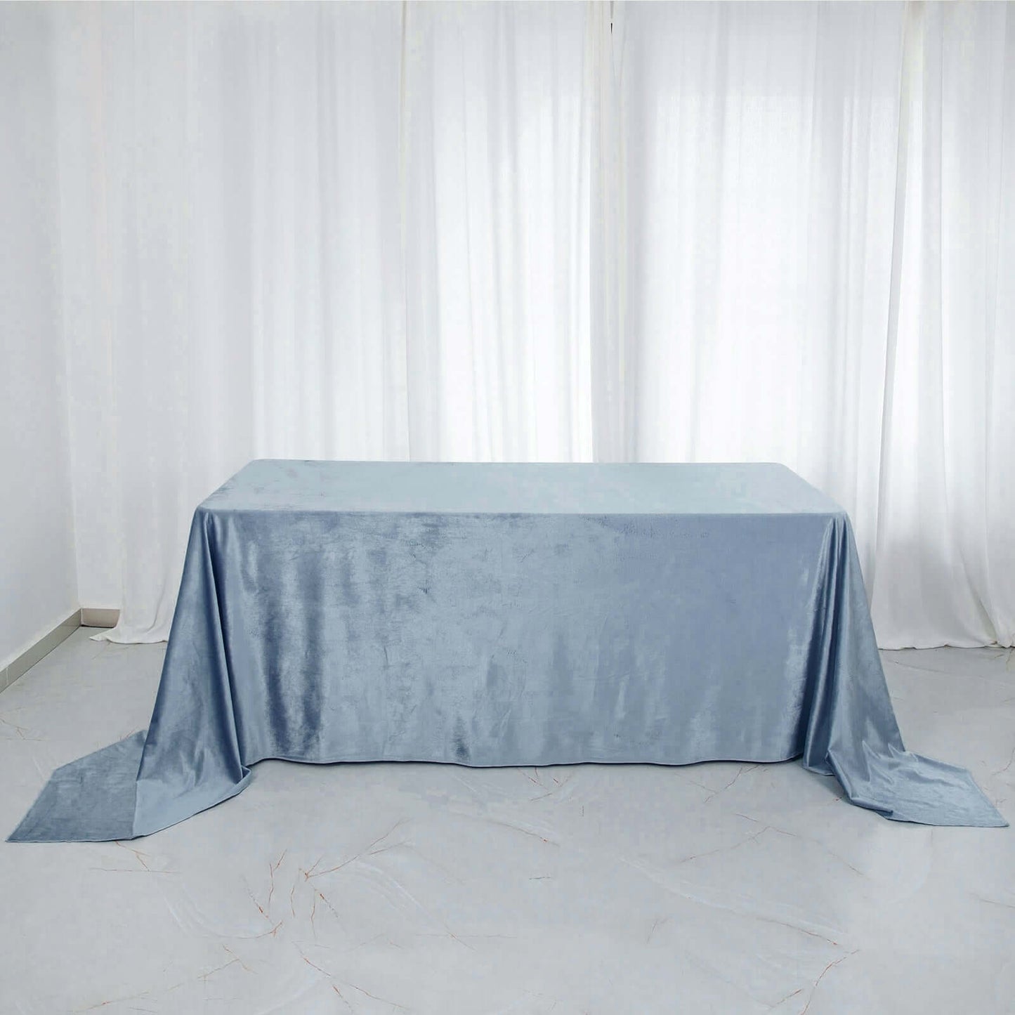 Premium Velvet 90"x132" Rectangle Tablecloth Dusty Blue - Reusable Soft & Seamless Table Cover