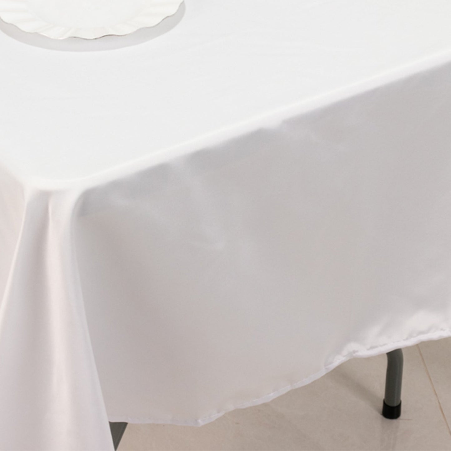 Lamour Satin 60"x102" Rectangle Tablecloth White - Durable & Silky Soft Feel Table Cover for Weddings & Banquets