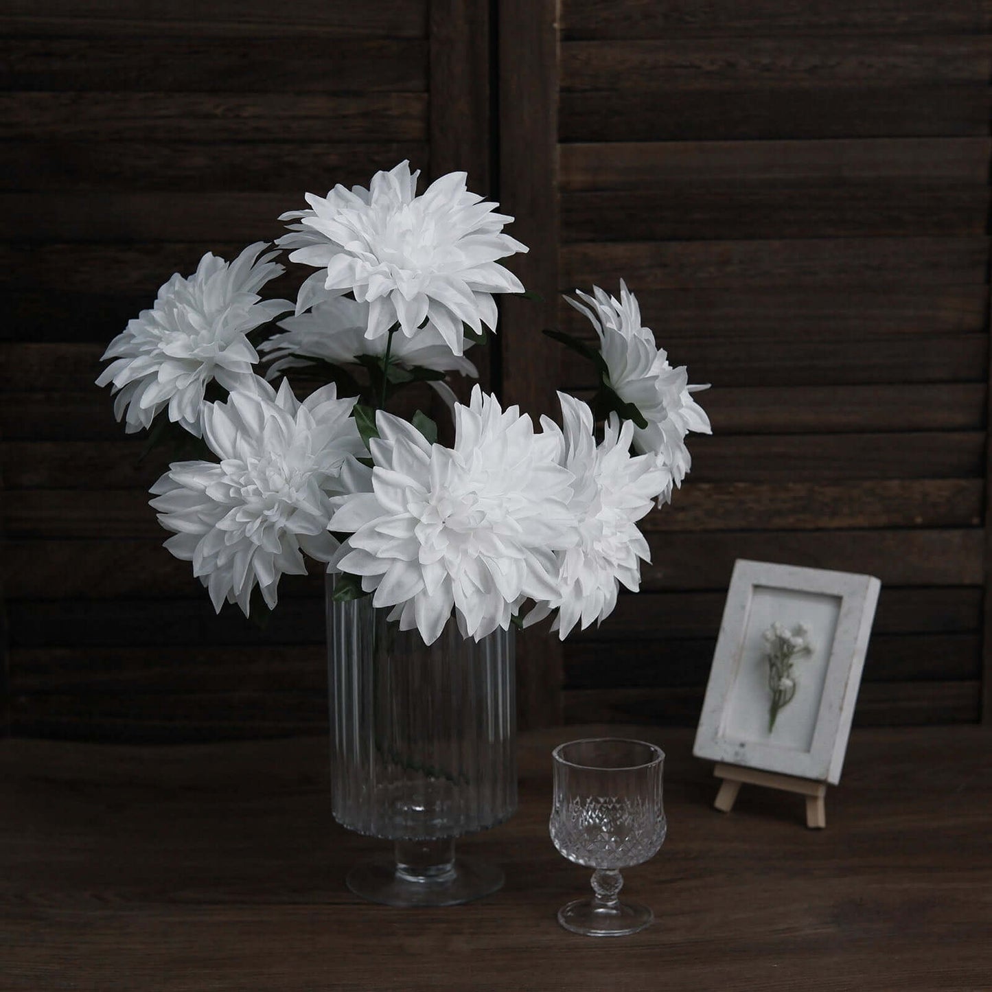 2 Bouquets 20" White Artificial Silk Dahlia Flower Spray Bushes