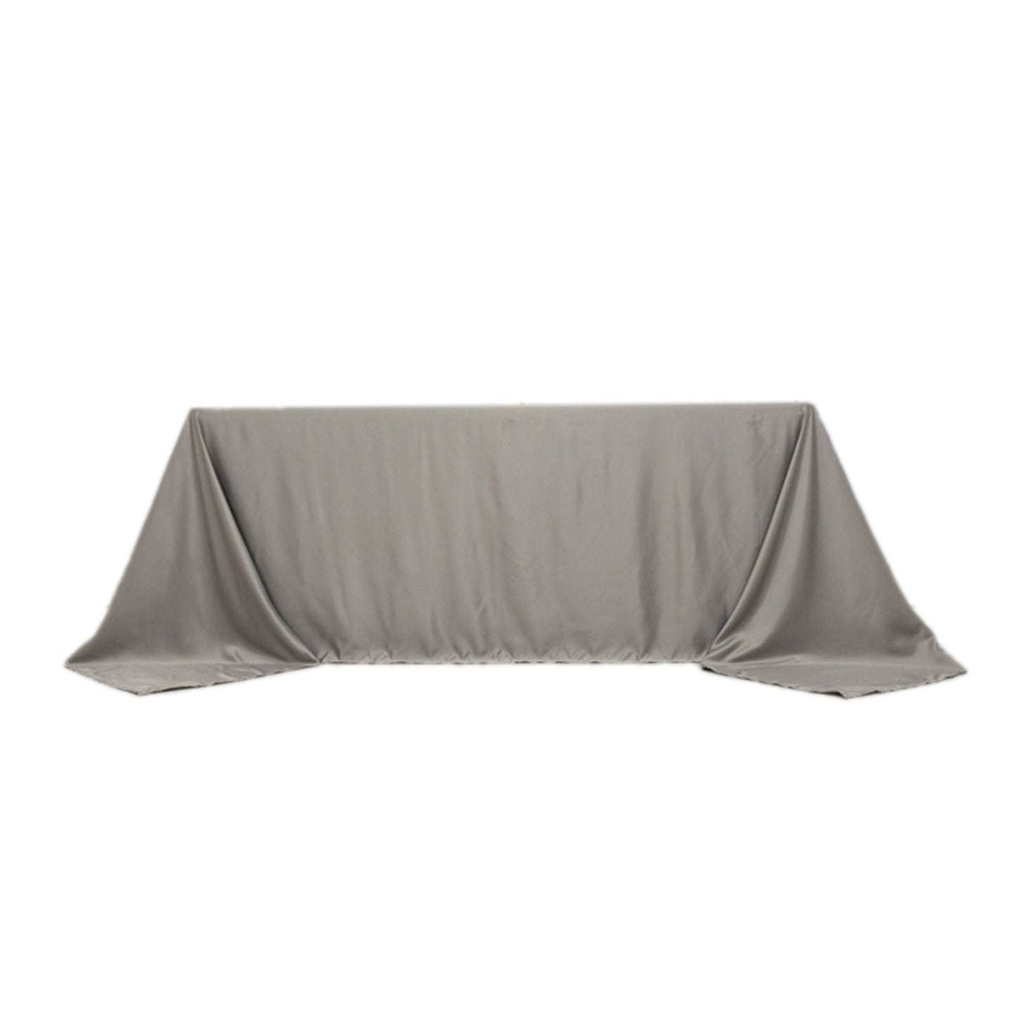Lamour Satin 90"x132" Rectangle Tablecloth Silver - Soft & Silk-Like Seamless Table Cover