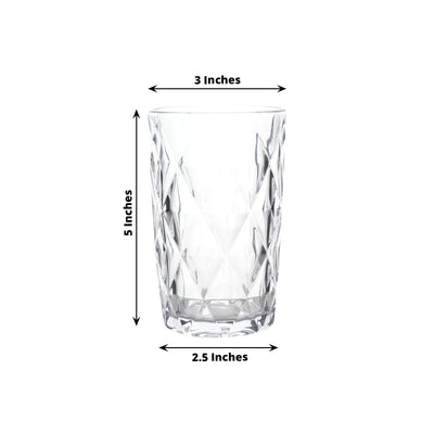 6-Pack Whiskey Glasses Clear Textured Crystal Cut Design with Heavy Base - Highball Tumblers for Parties & Events 12oz 5"
