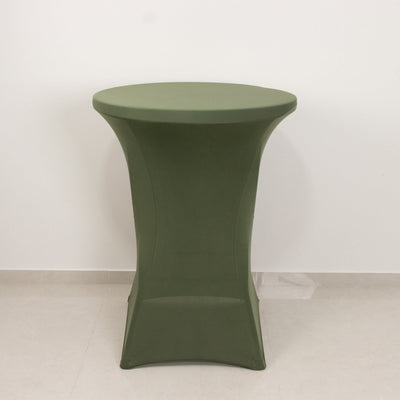 Spandex 30" Round Cocktail Table Cover Dusty Sage Green - Easy to Maintain Stretch Fitted Highboy Tablecloth