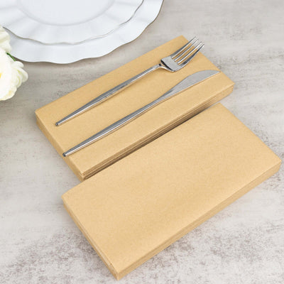 20 Pack Linen-Like Paper 8.5"x4" Napkins Natural - Highly Absorbent & Disposable Airlaid Guest Towels