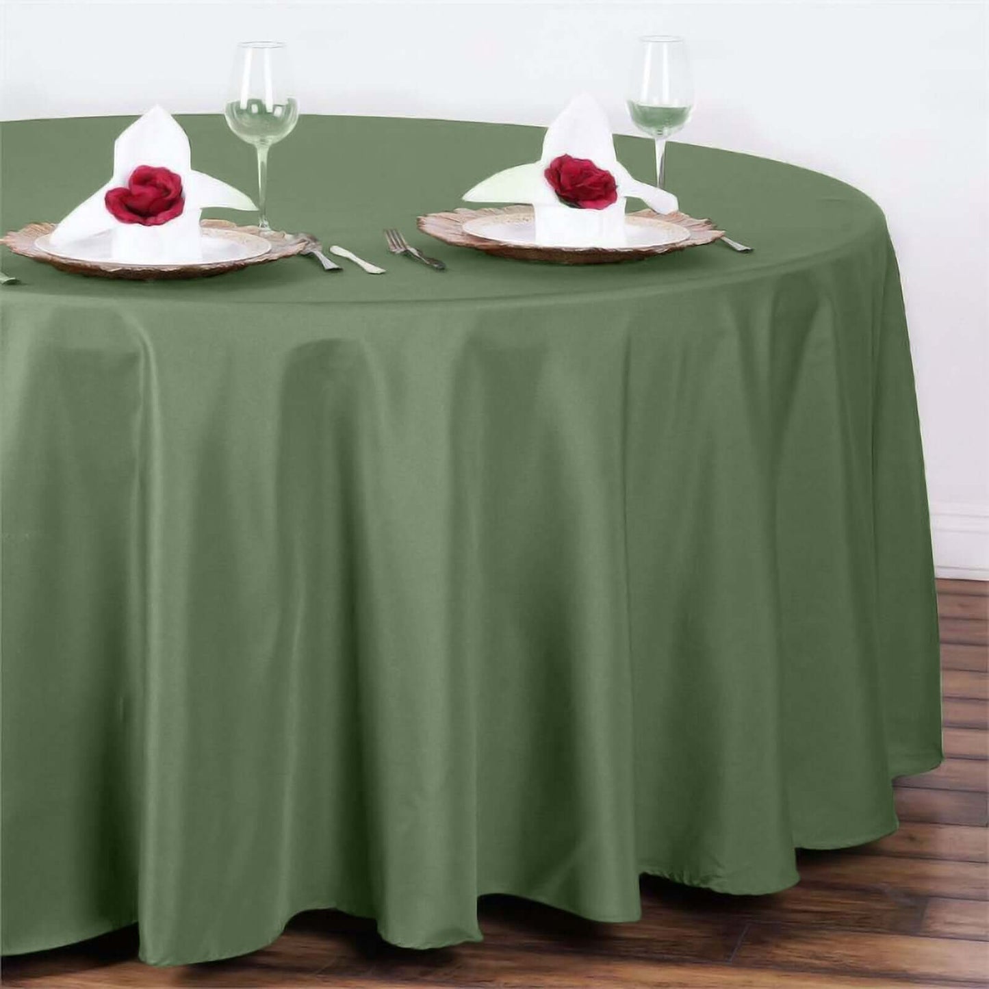 Polyester 108" Round Tablecloth Olive Green - Wrinkle-Resistant Table Cover