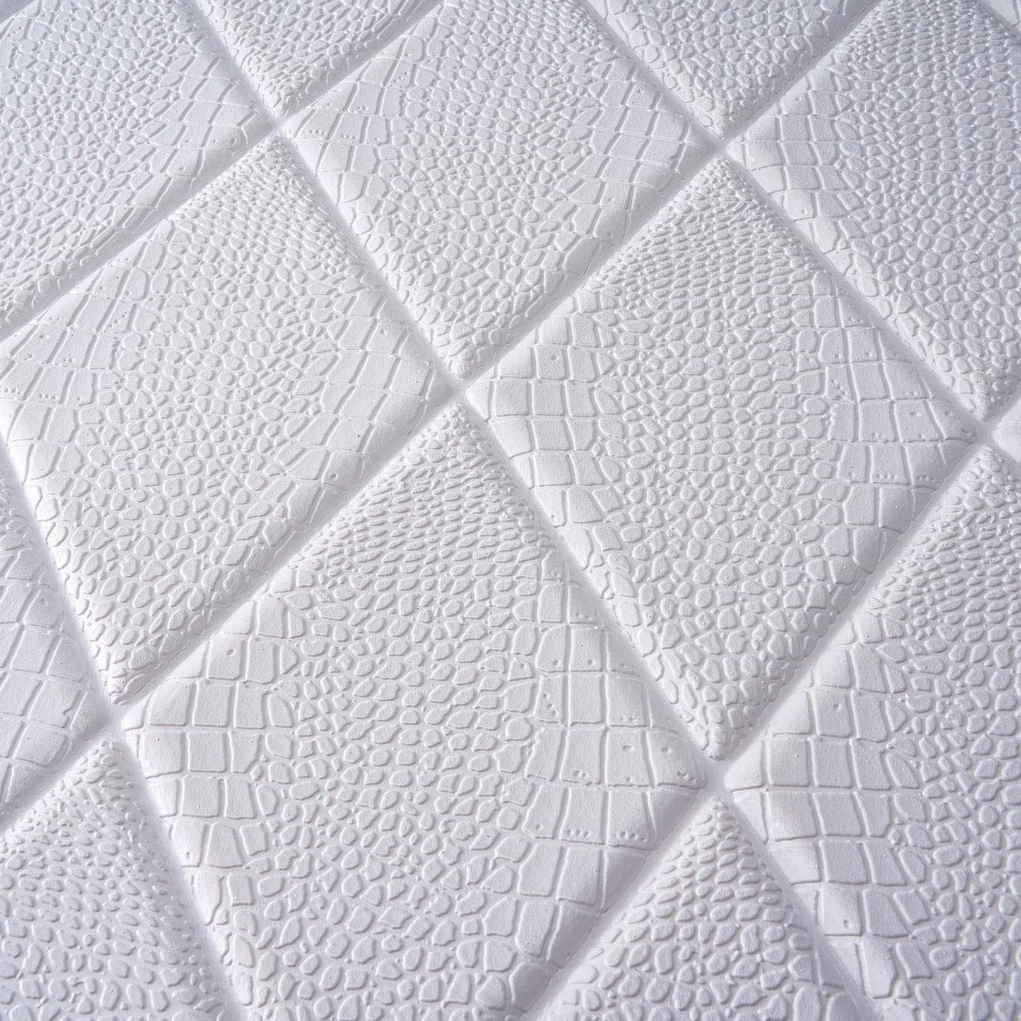 10 Pack 40 Sq ft 3D White Foam Self Adhesive Wall Panels - Alligator Skin Design
