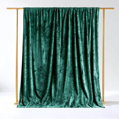 Hunter Emerald Green Crushed Velvet Backdrop Curtain â€“ 5ft x 10ft Event Drape with Rod Pocket Privacy Panel for Photo