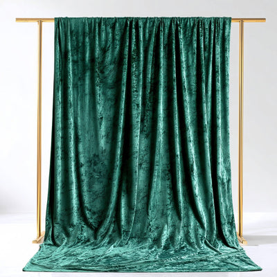 Hunter Emerald Green Crushed Velvet Backdrop Curtain â€“ 5ft x 14ft Event Drape with Rod Pocket Privacy Panel for Photo