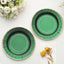 25-Pack Paper 8" Round Dessert Plates in Hunter Emerald Green Sunray Design with Gold Rim - Disposable Heavy Duty 350GSM Appetizer Salad Plates